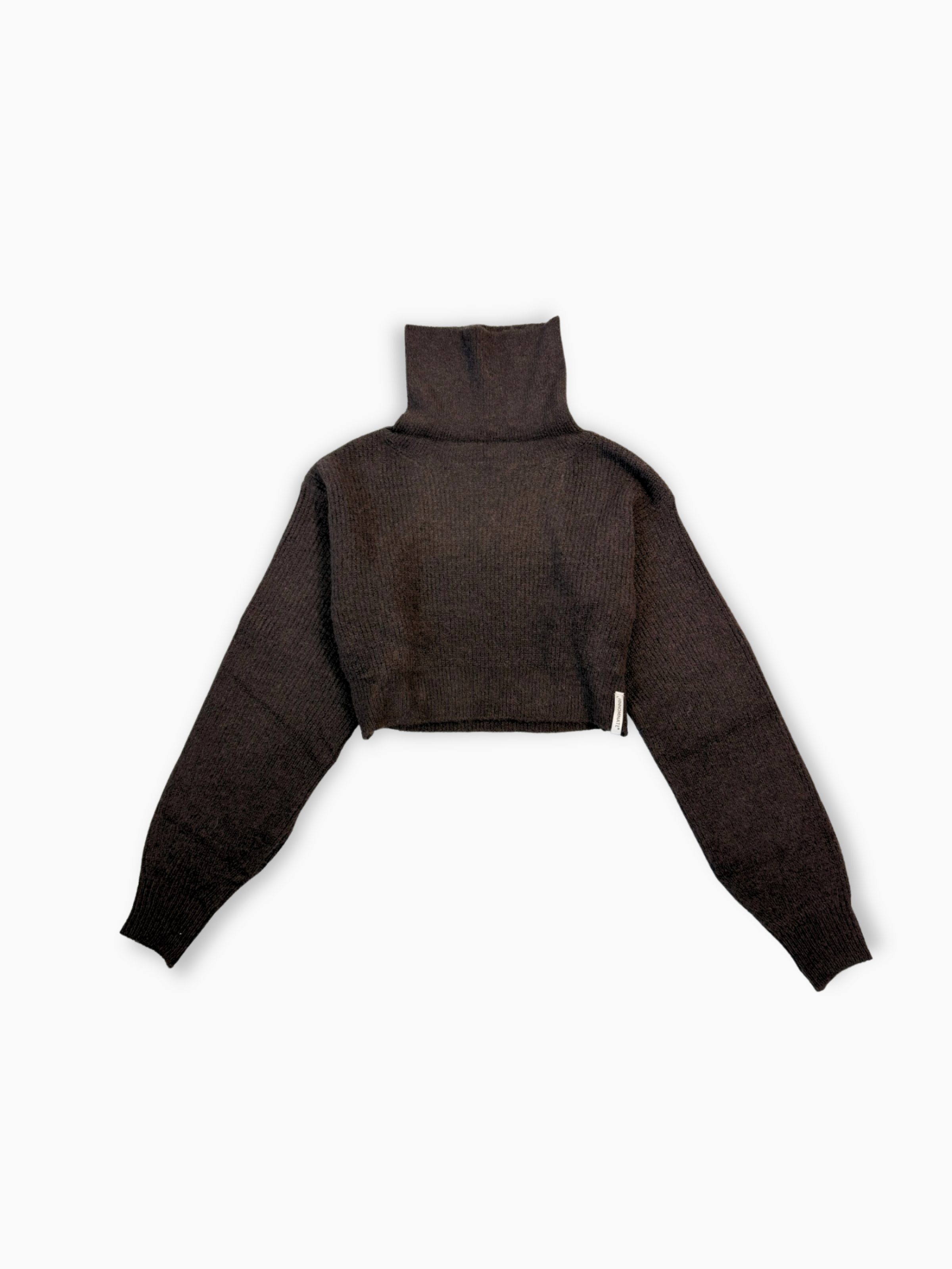 Maglia marrone Hinnominate a collo alto con taglio corto e finitura liscia