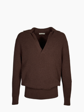 Maglione Con Colletto V - Marrone | Qlhype