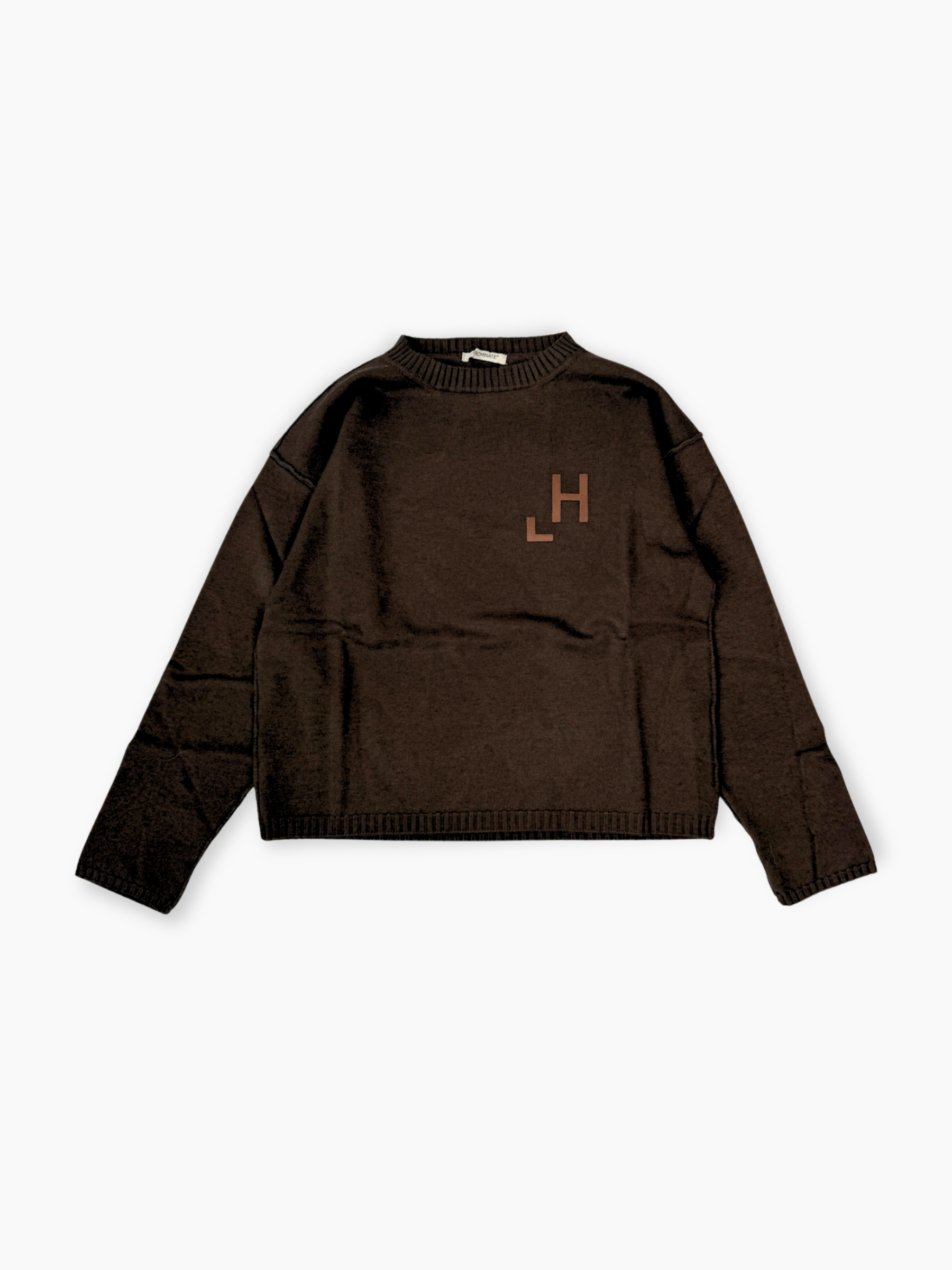 Maglia Hinnominate marrone con stampa flock tono su tono vista frontale