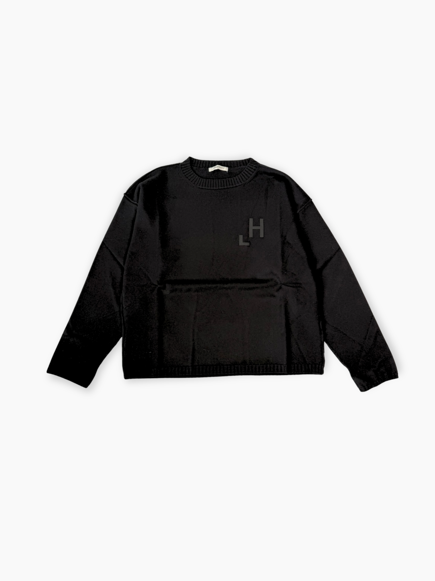 Maglia nera Hinnominate con stampa flock tono su tono e girocollo