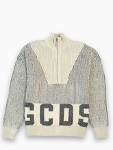 Ribbed Low Logo Half Zip Sweater - Bianco | Qlhype