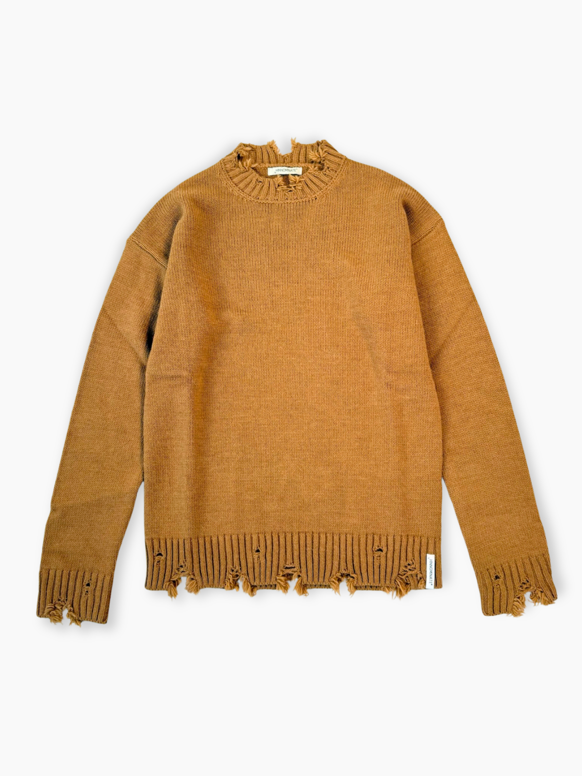 Maglione marrone Hinnominate in misto lana con effetto distressed vista frontale