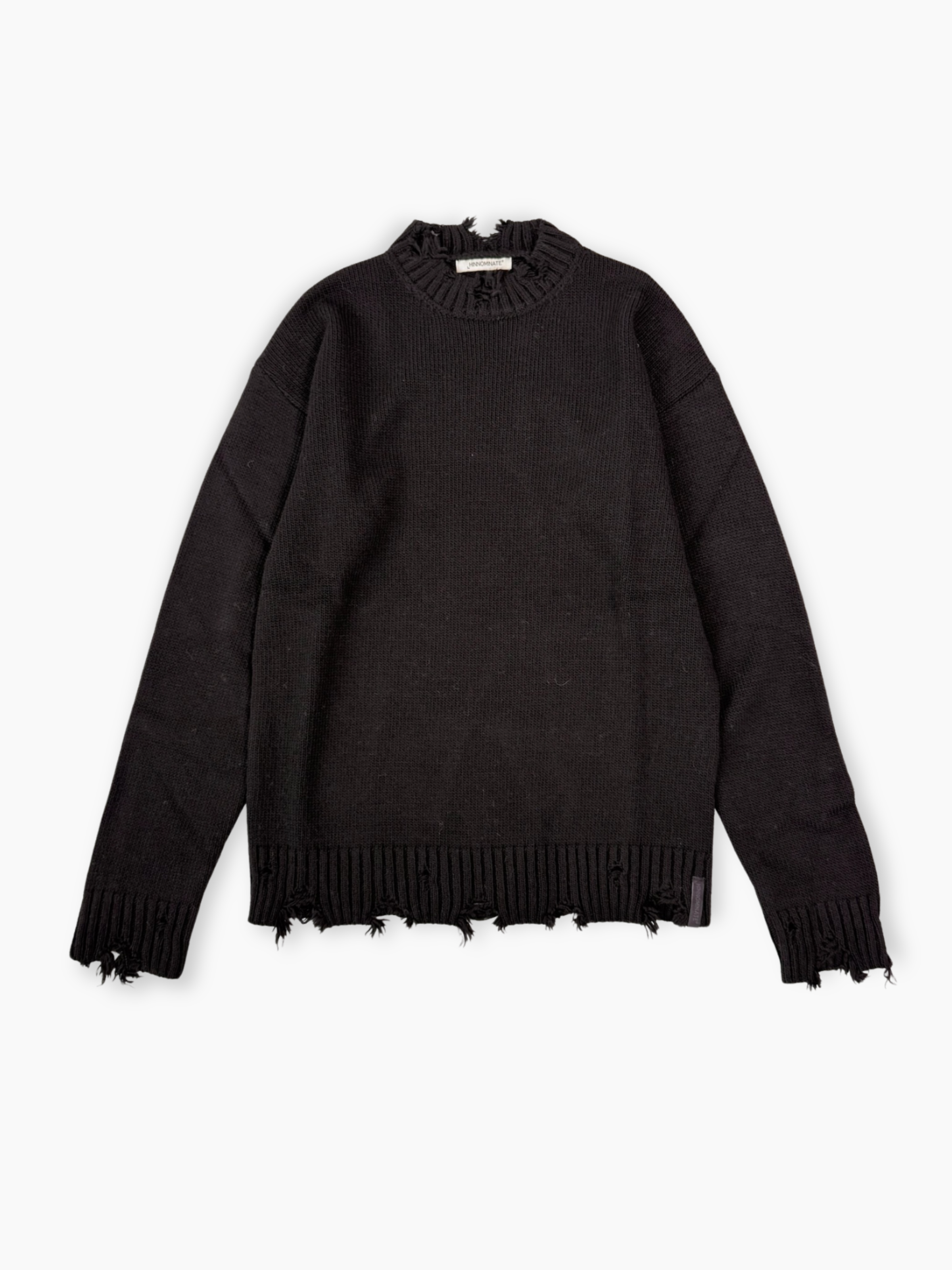 Maglione nero Hinnominate in misto lana con effetto distressed vista frontale