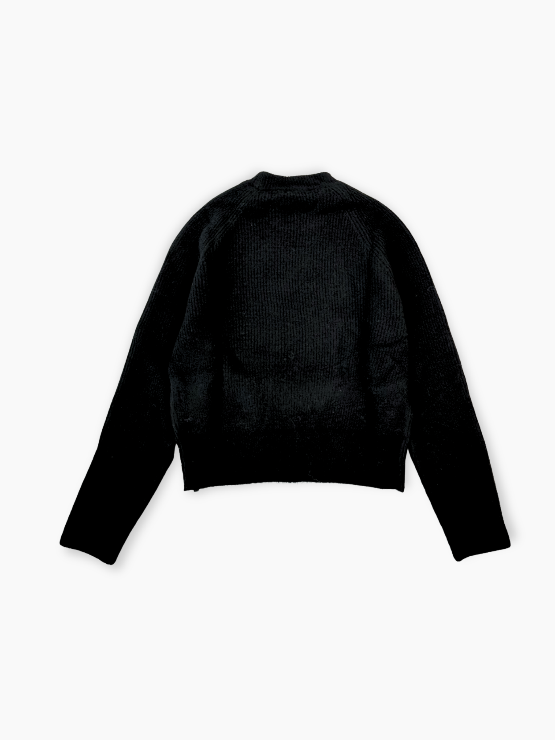 Maglione nero Hinnominate in maglia a costine con taglio cropped vista frontale