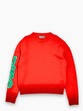 Maglione rosso Dior con ricamo serpente sulla manica vista frontale