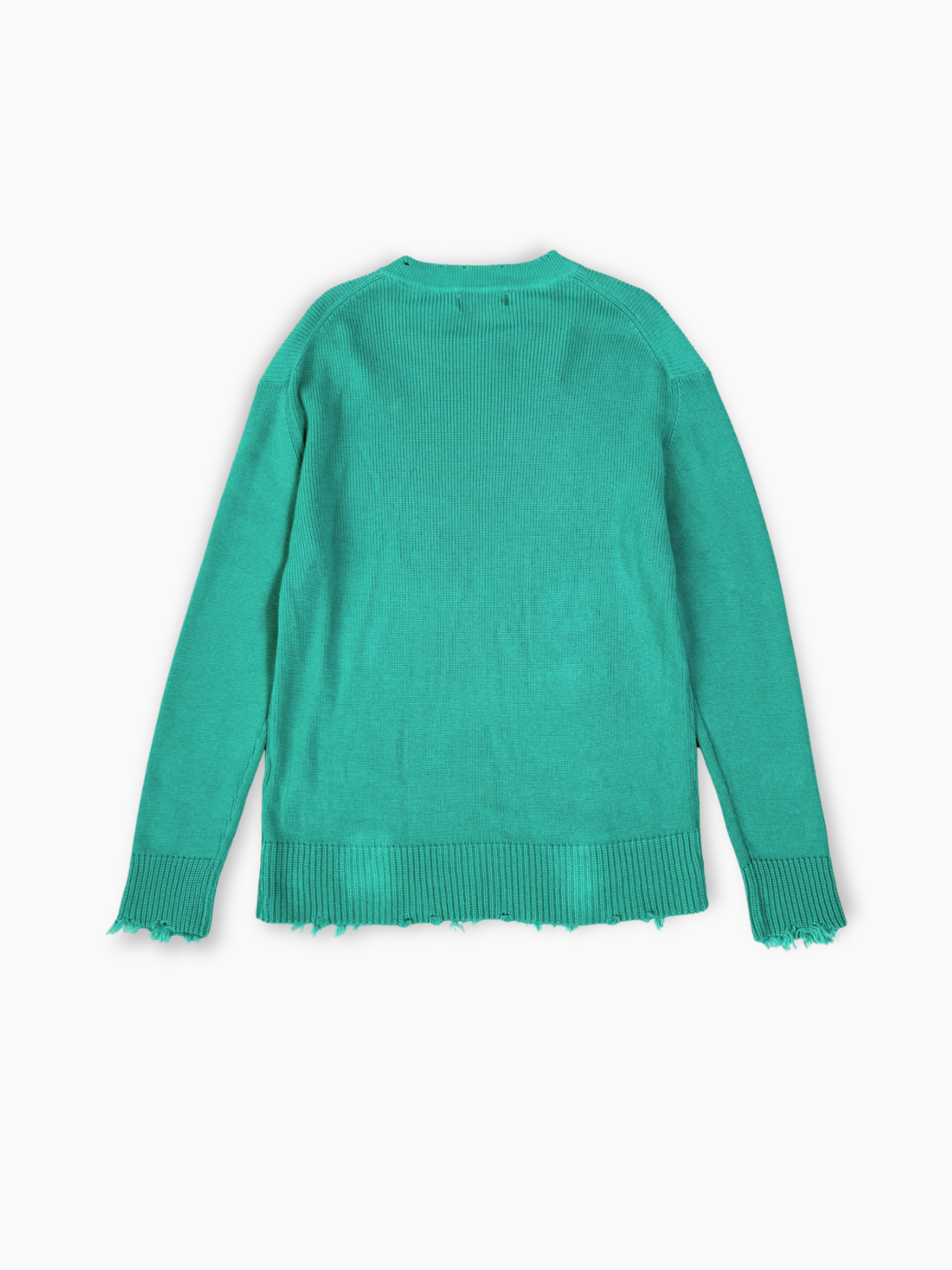 Retro finiture sfilacciate del maglione verde Laneus
