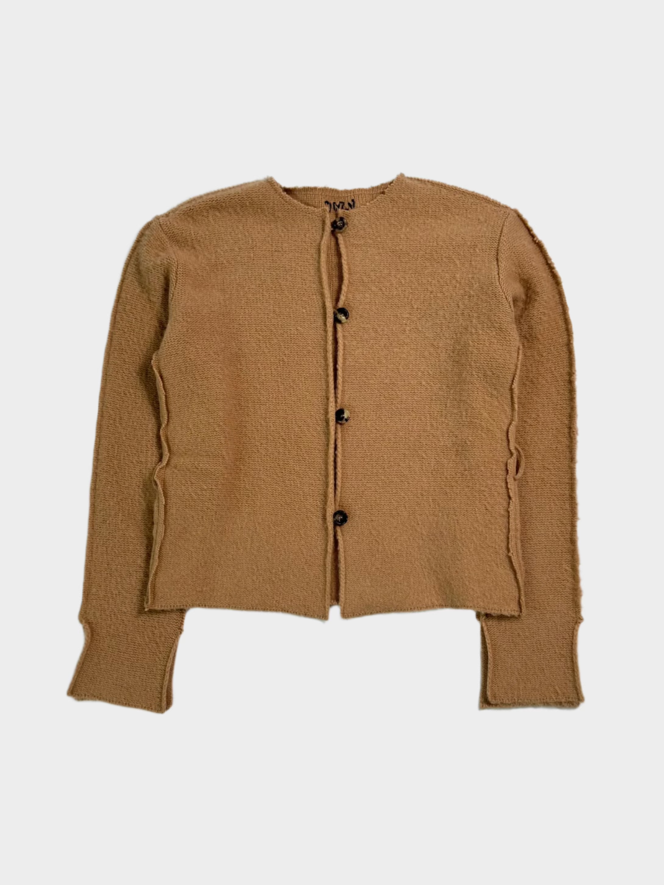 Cardigan Marni marrone chiaro con bottoni e cuciture a vista