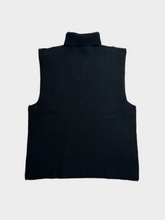 Black Virgin Wool Vest Sweater With Visible Stitching -  | dBlank