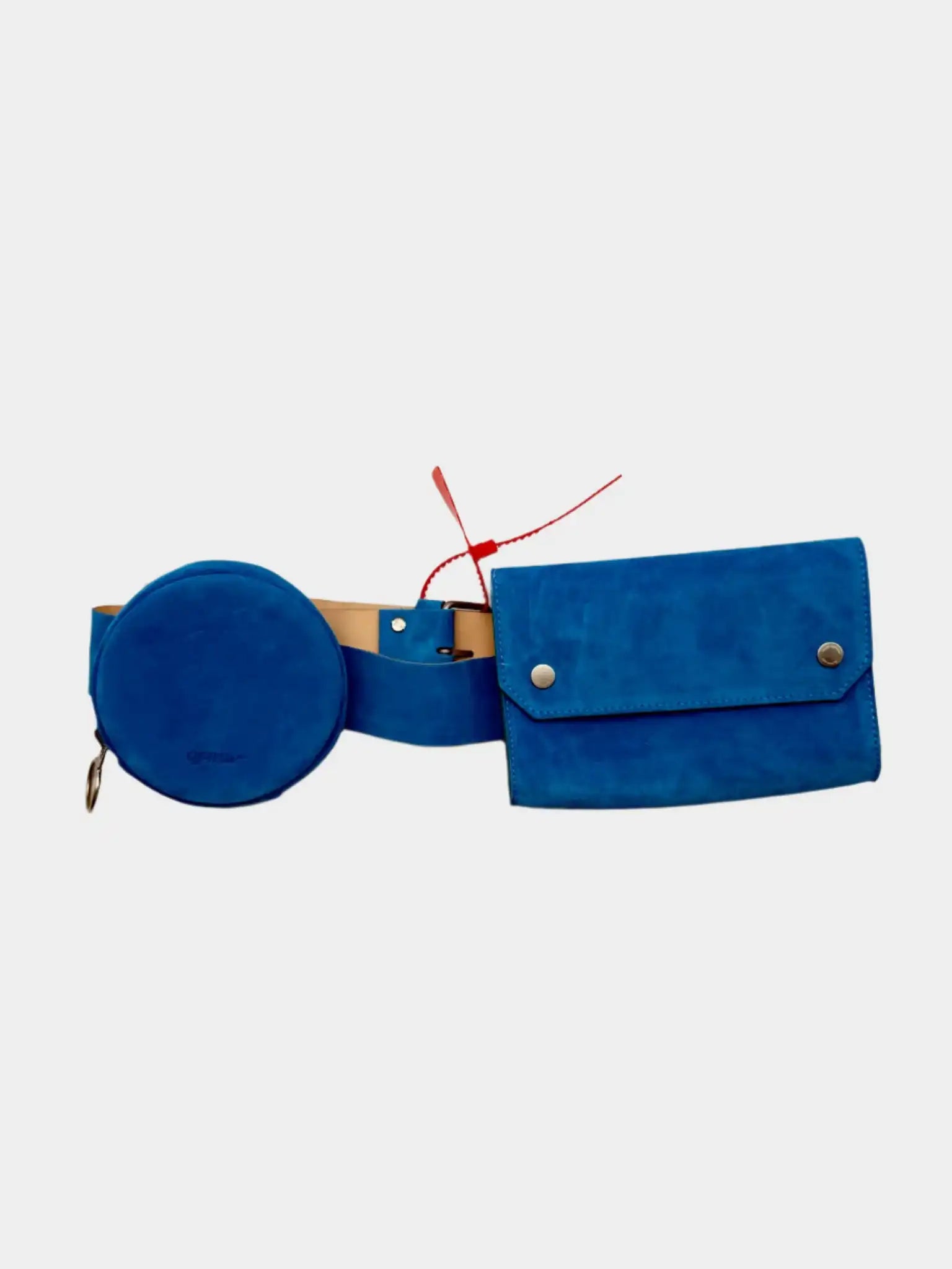 marsupio suede blu, marsupio off-white donna, marsupio cintura fashion, accessori moda streetwear, marsupio pochette removibili

