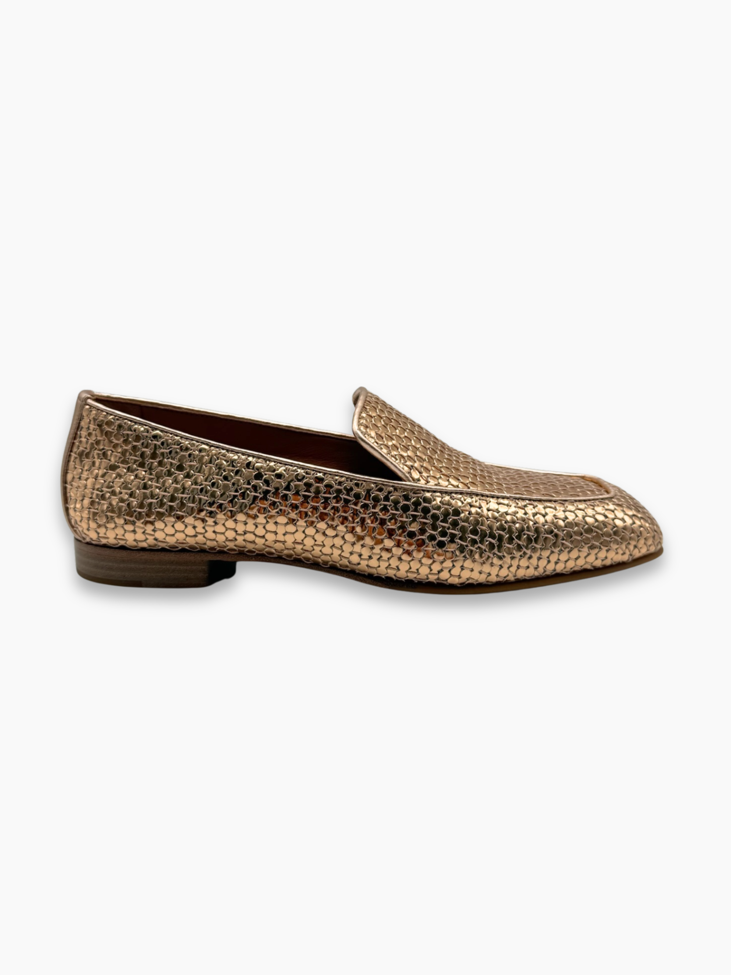 Mocassini Aquazzura oro in pelle effetto pitone dal design slip-on elegante