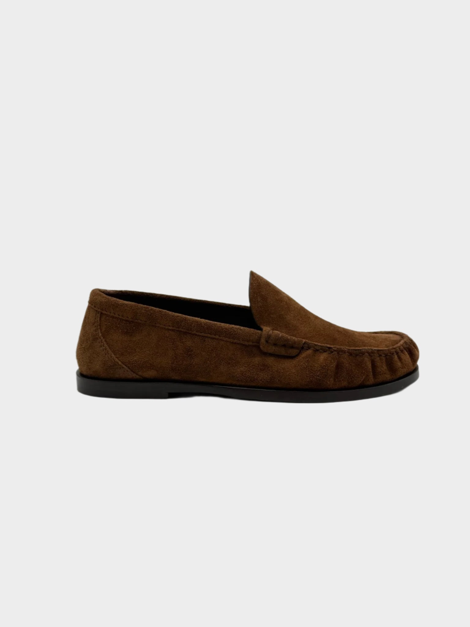 Mocassino Saint Laurent in suede marrone vista laterale