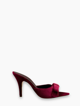 Mule In Raso Bordeaux Con Fiocco - Rosso | Qlhype