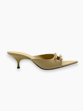 Beige Mules With Mini Bow And Kitten Heel -  | dBlank