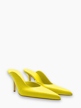 Mules Gialle In Pelle Con Tacco - Giallo | Qlhype