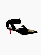 Black Velvet Mules with Embroidery -  | dBlank