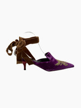 Purple Velvet Mules with Embroidery -  | dBlank