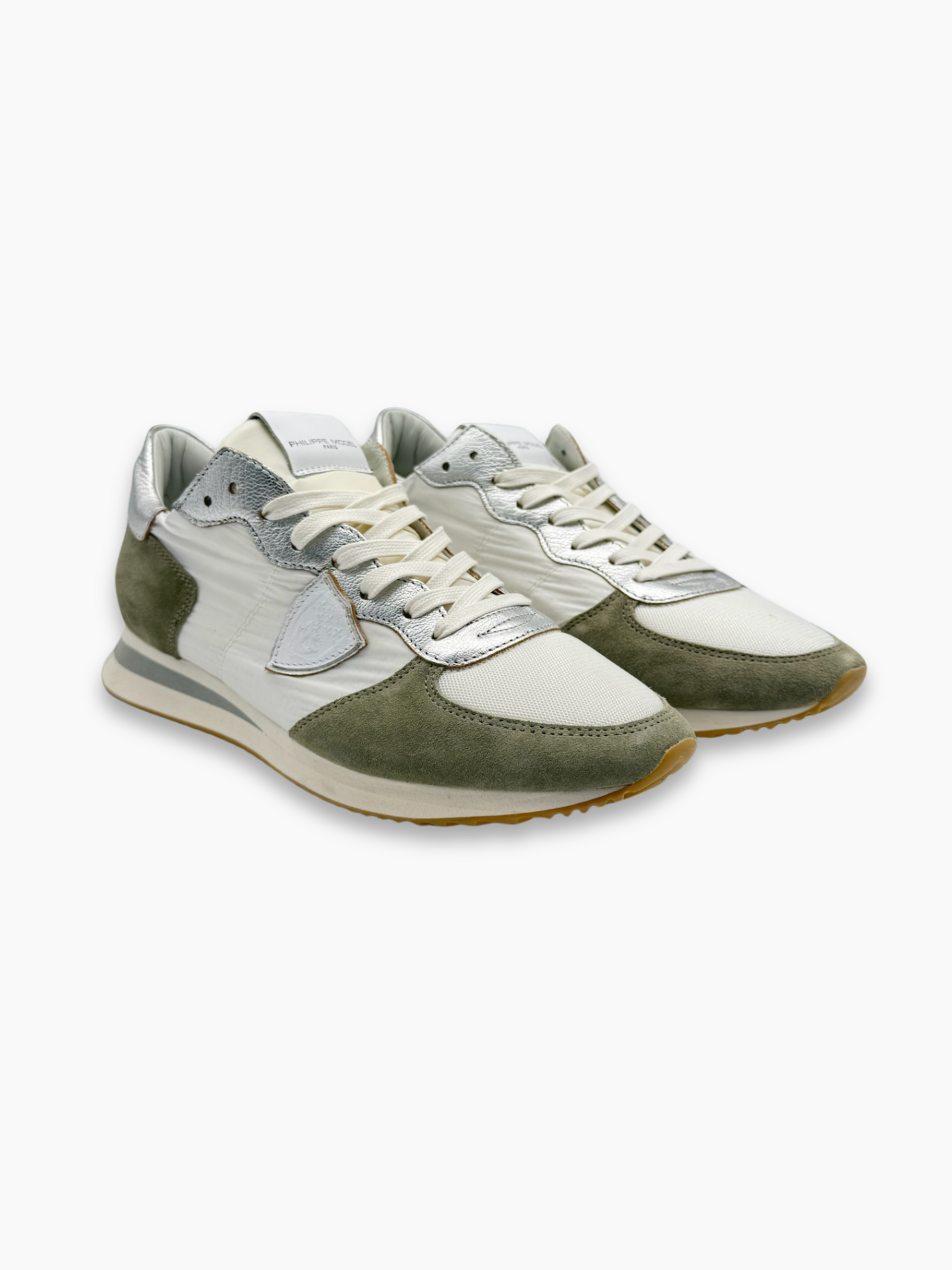 Dettaglio tomaia in pelle, suede e tessuto tecnico sneakers Philippe Model TZLDWME1
