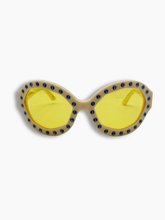 Occhiali Da Sole Gialli Con Montatura Panna E Cristalli Blu - Giallo | dBlank