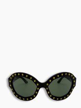 Oversized Black Sunglasses with Gold Crystals -  | Qlhype