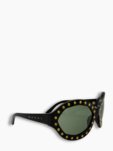 Oversized Black Sunglasses with Gold Crystals -  | Qlhype