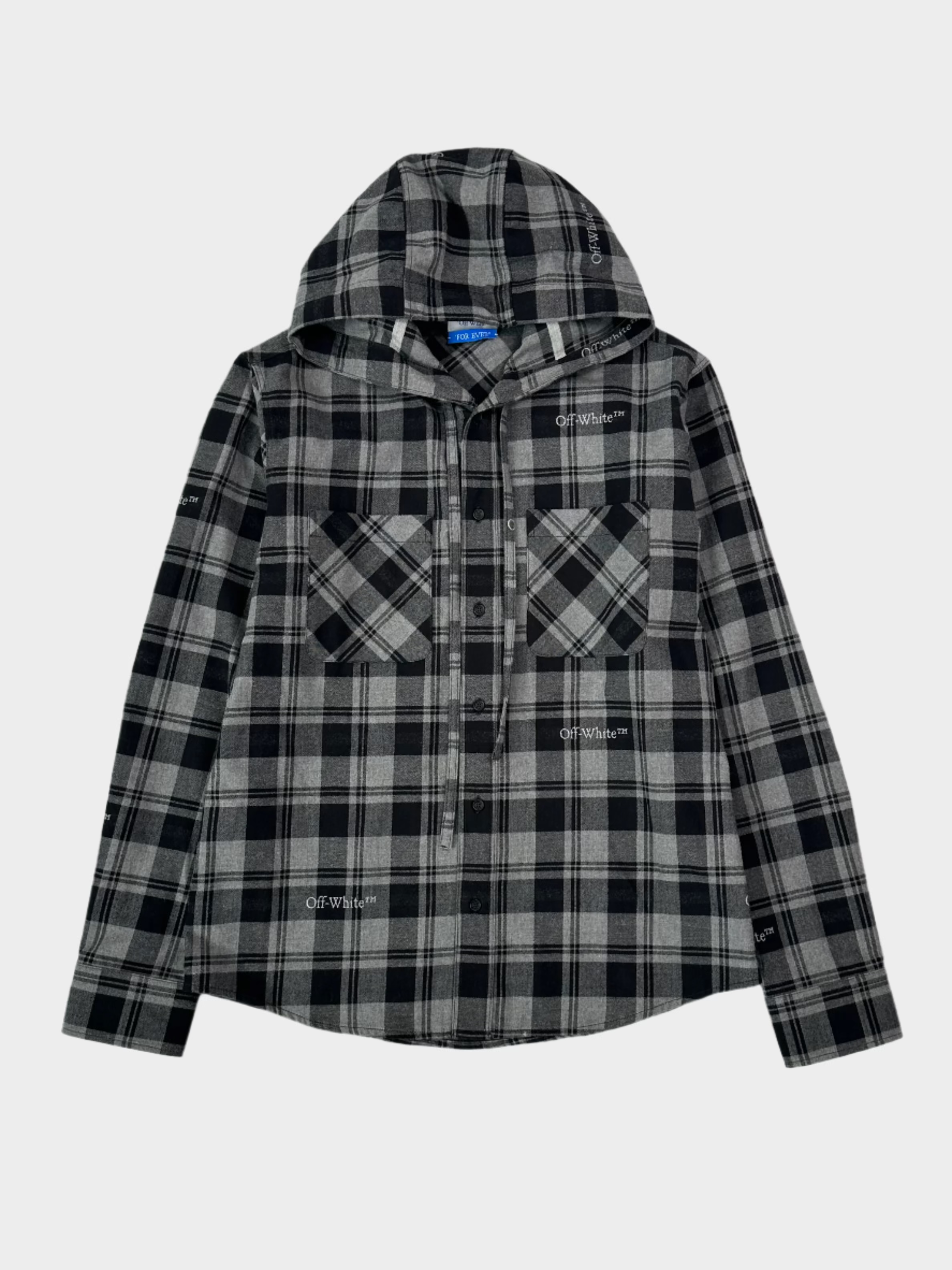 Vista frontale della camicia Off-White™ a quadri con cappuccio
