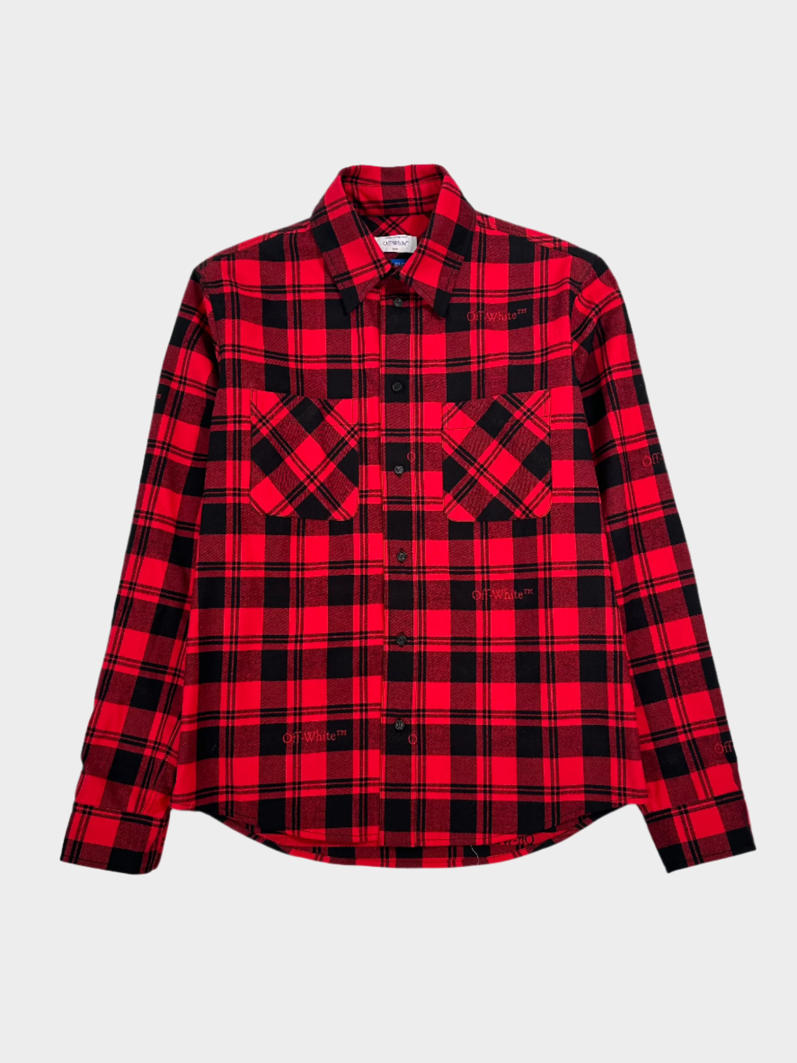 Camicia Off-White a quadri rossi e neri vista frontale