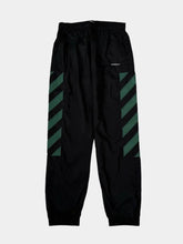 Black Sweatpants With Petrol Green Diagonal Stripes -  | dBlank