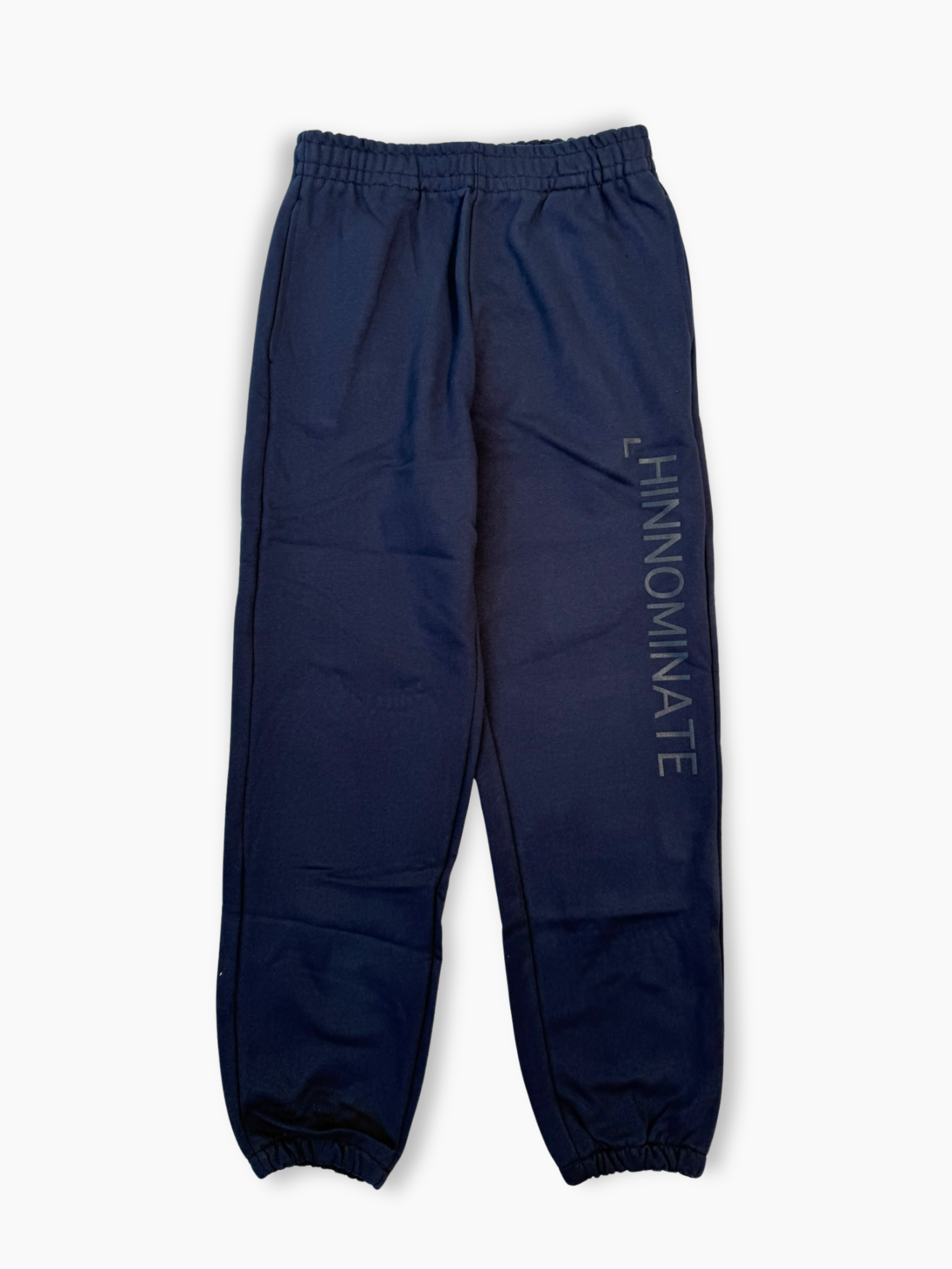 Pantalone Hinnominate blu in cotone con stampa verticale in flock tono su tono