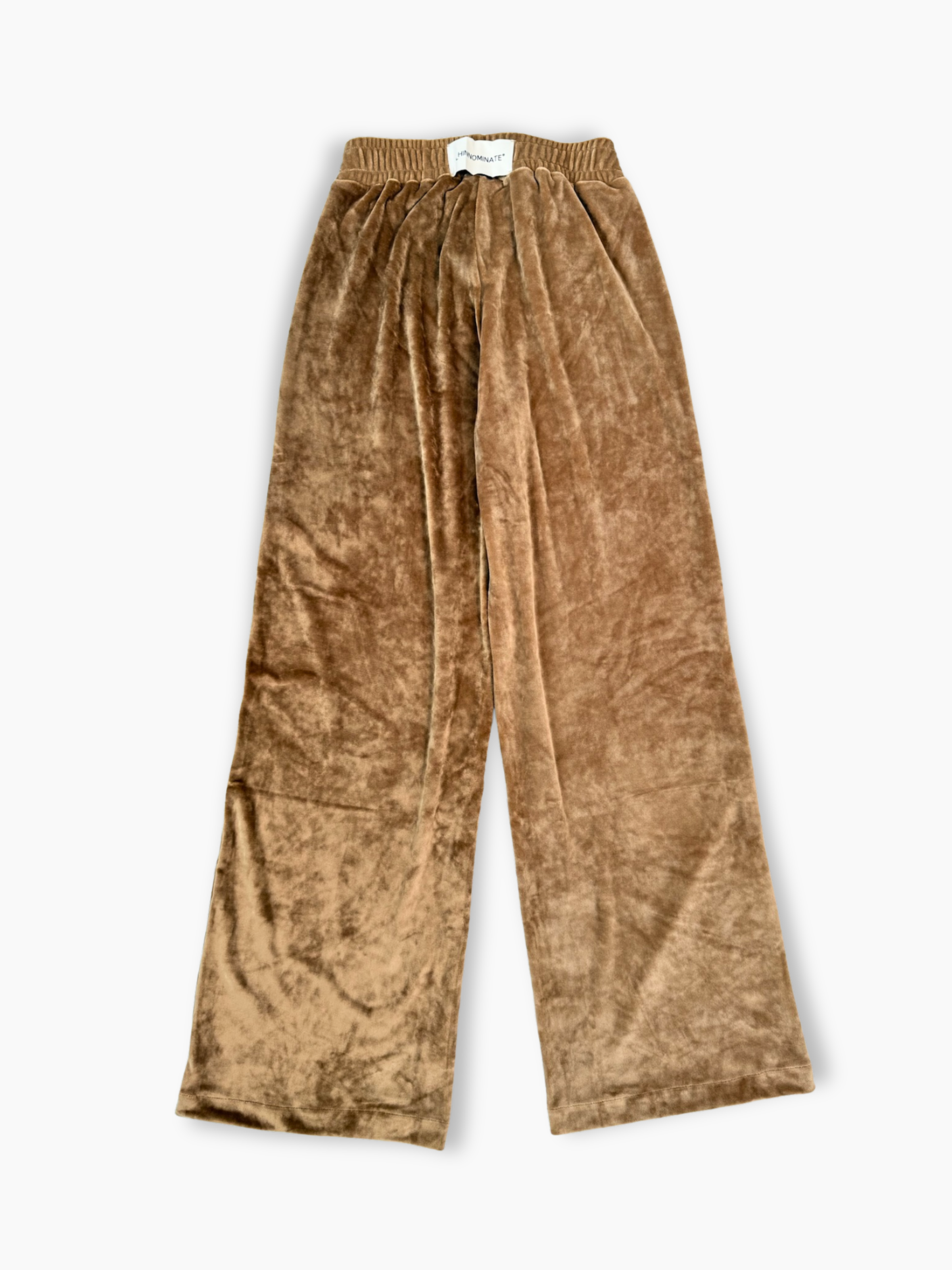 Pantalone dritto in ciniglia beige Hinnominate con vita elasticizzat