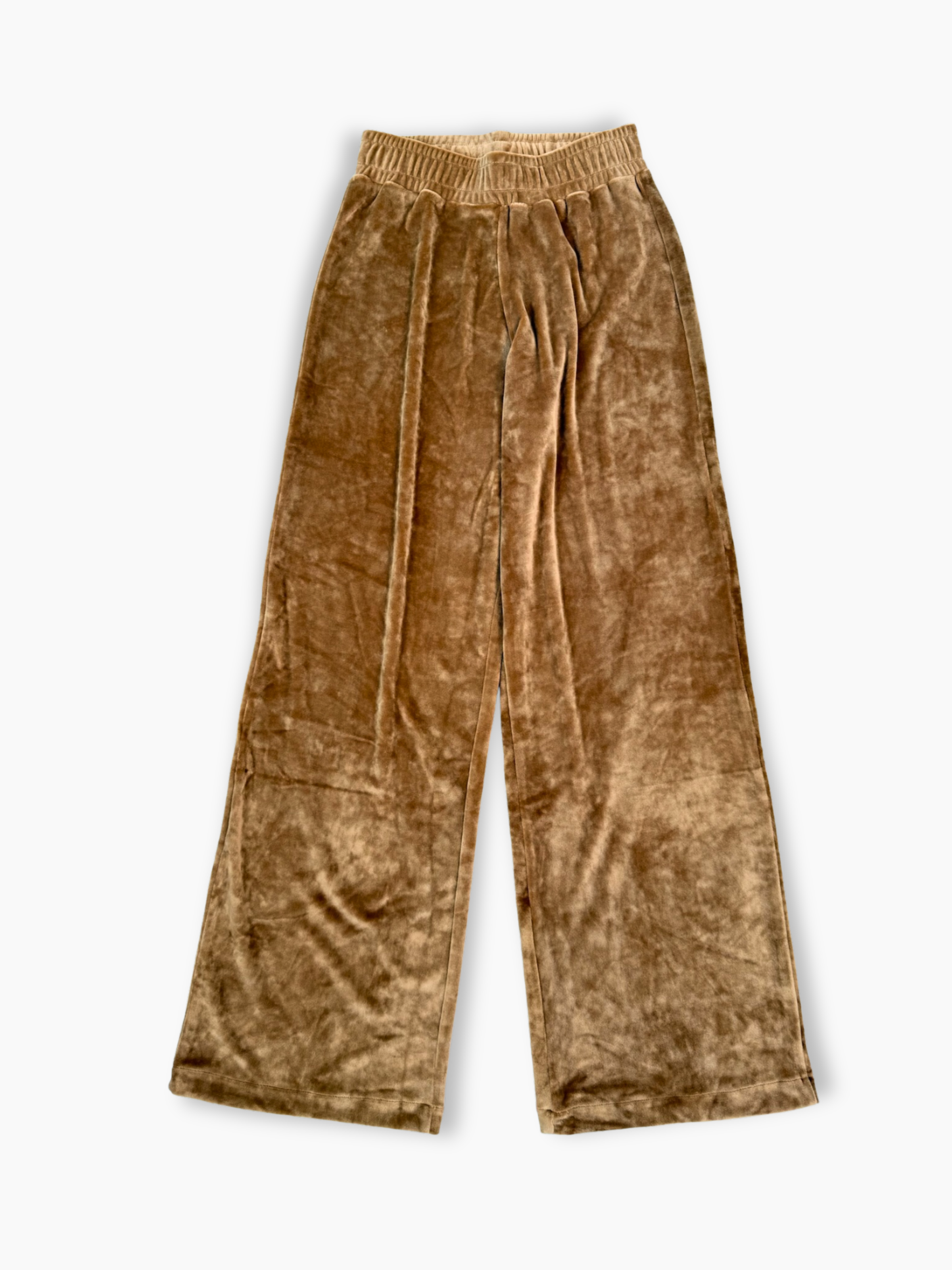 Pantalone dritto in ciniglia beige Hinnominate con vita elasticizzat