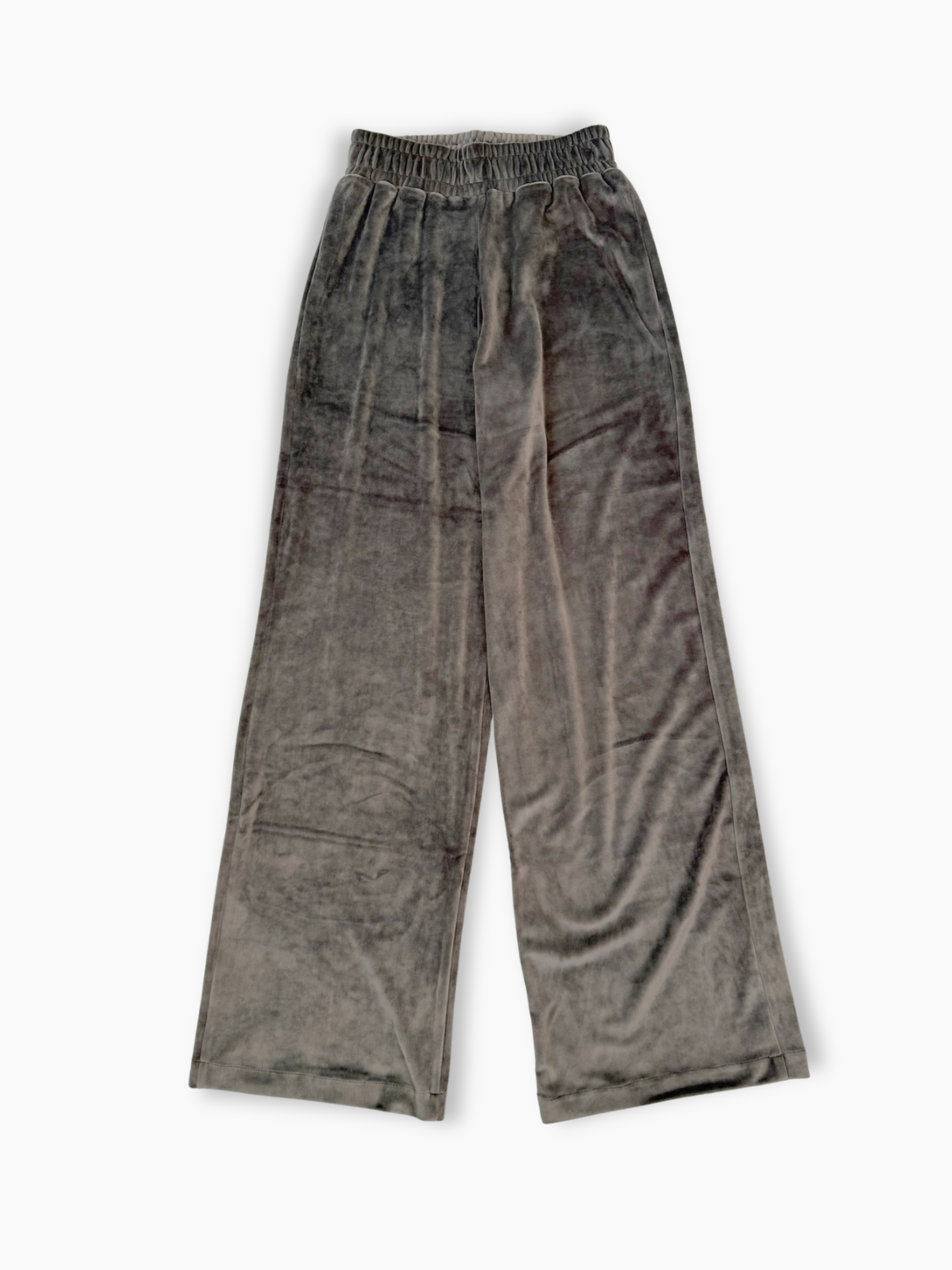 Pantalone dritto in ciniglia grigio Hinnominate con vita elasticizzata