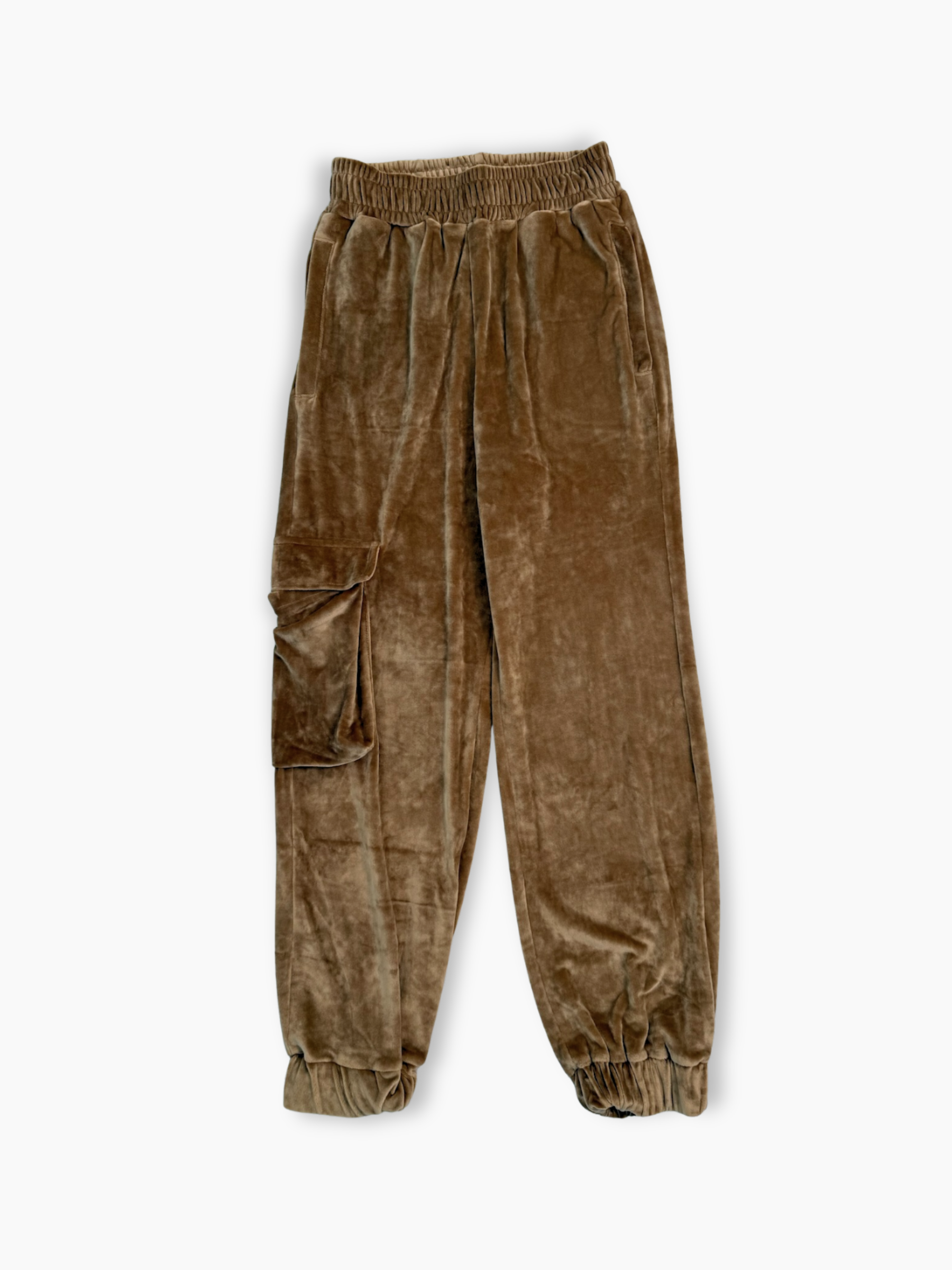 Pantalone Hinnominate in ciniglia tortora con tascone laterale e fondo elasticizzato