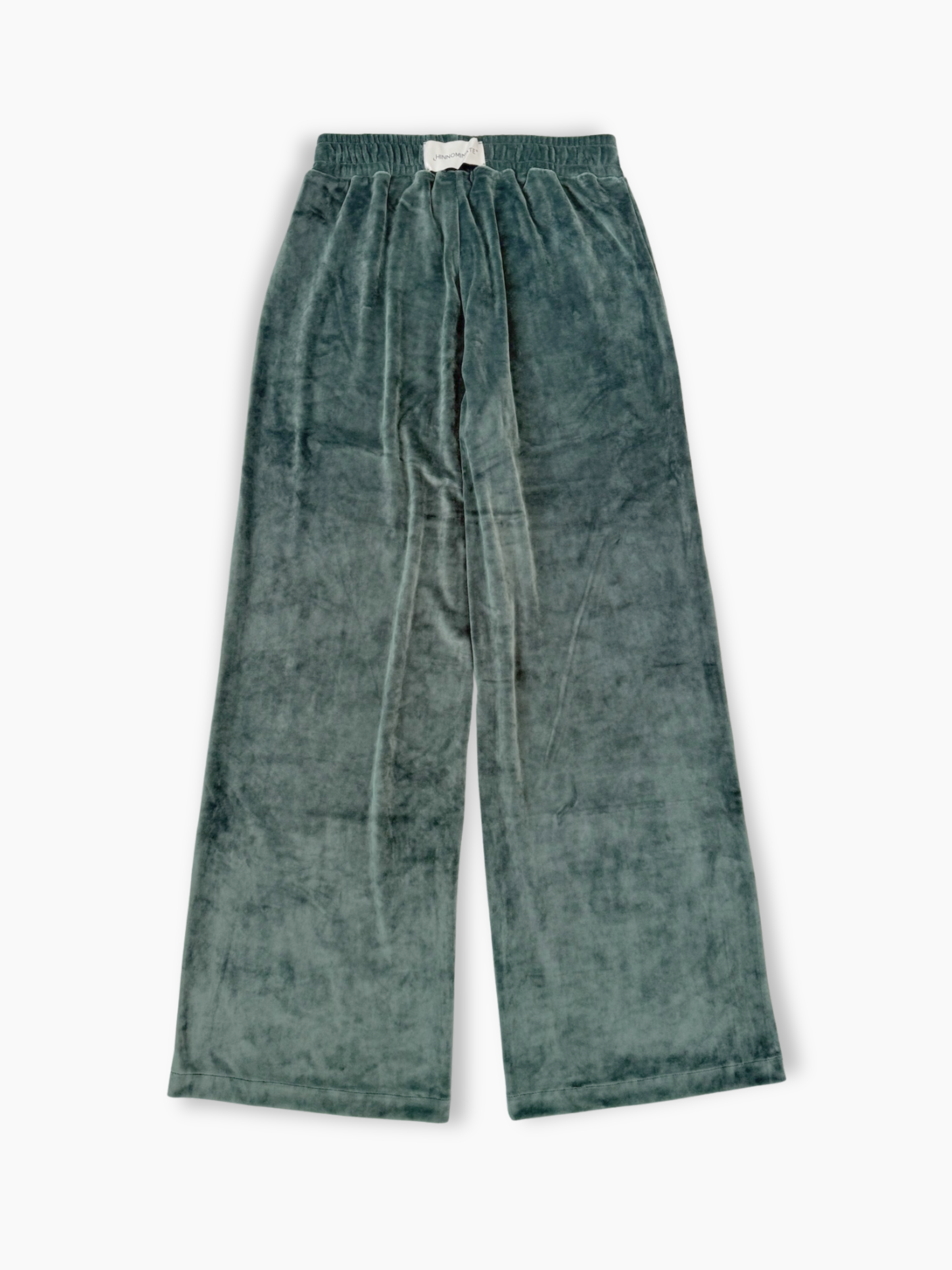 Pantalone dritto in ciniglia verde salvia Hinnominate con vita elasticizzata