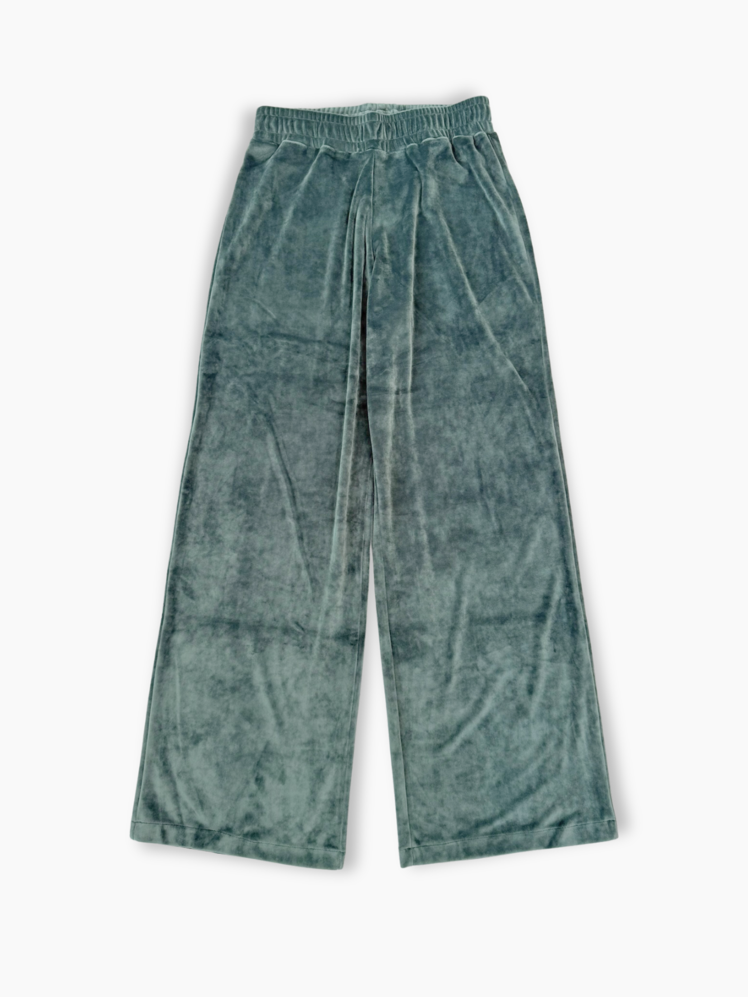 Pantalone dritto in ciniglia verde salvia Hinnominate con vita elasticizzata