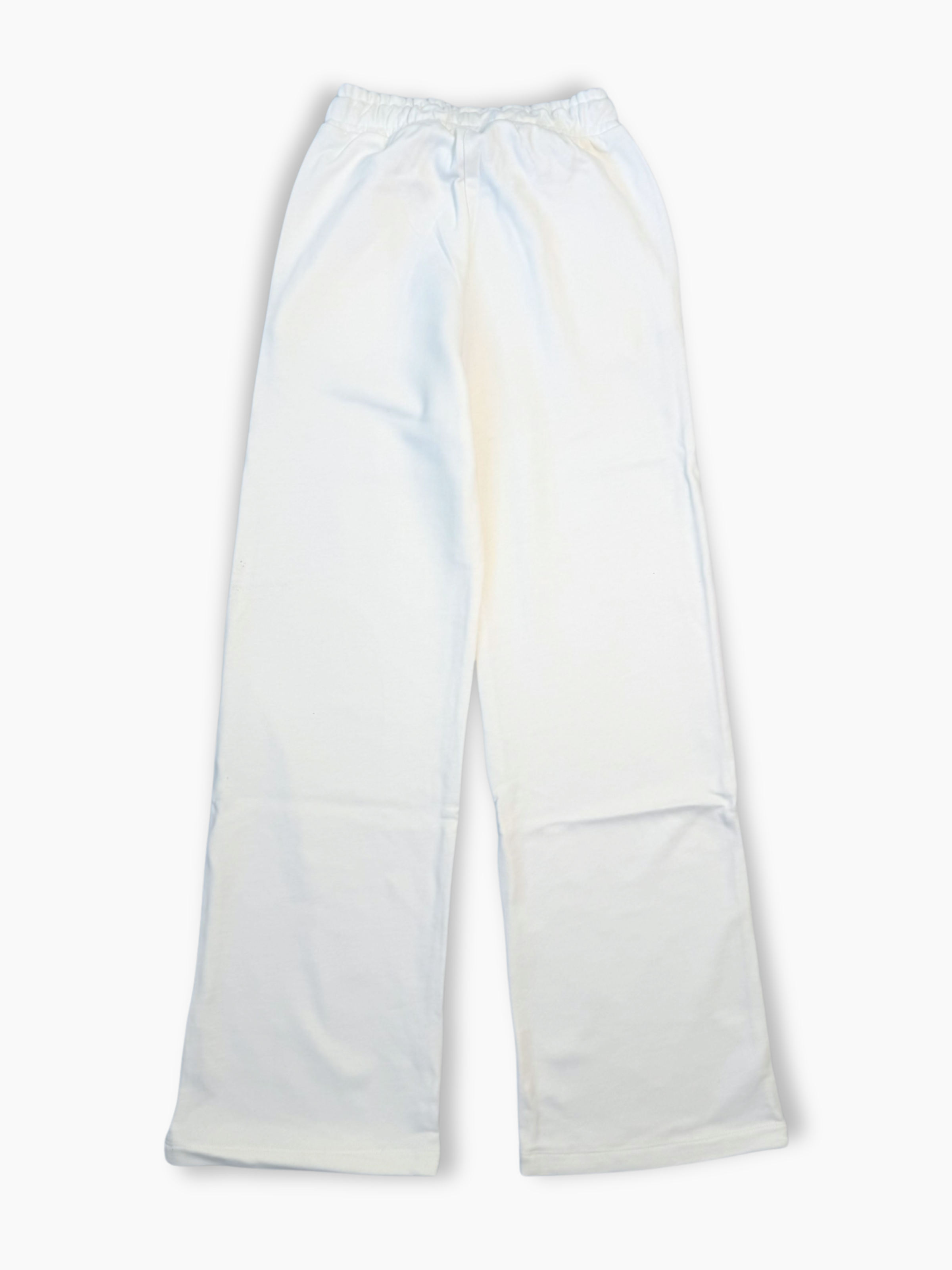 Pantalone dritto bianco Hinnominate in cotone con vita elasticizzata e logo stampato