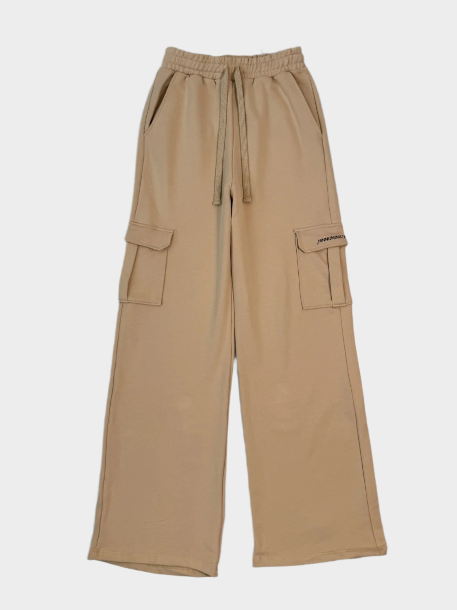 Pantalone in felpa beige Hinnominate con tasche laterali visto frontale