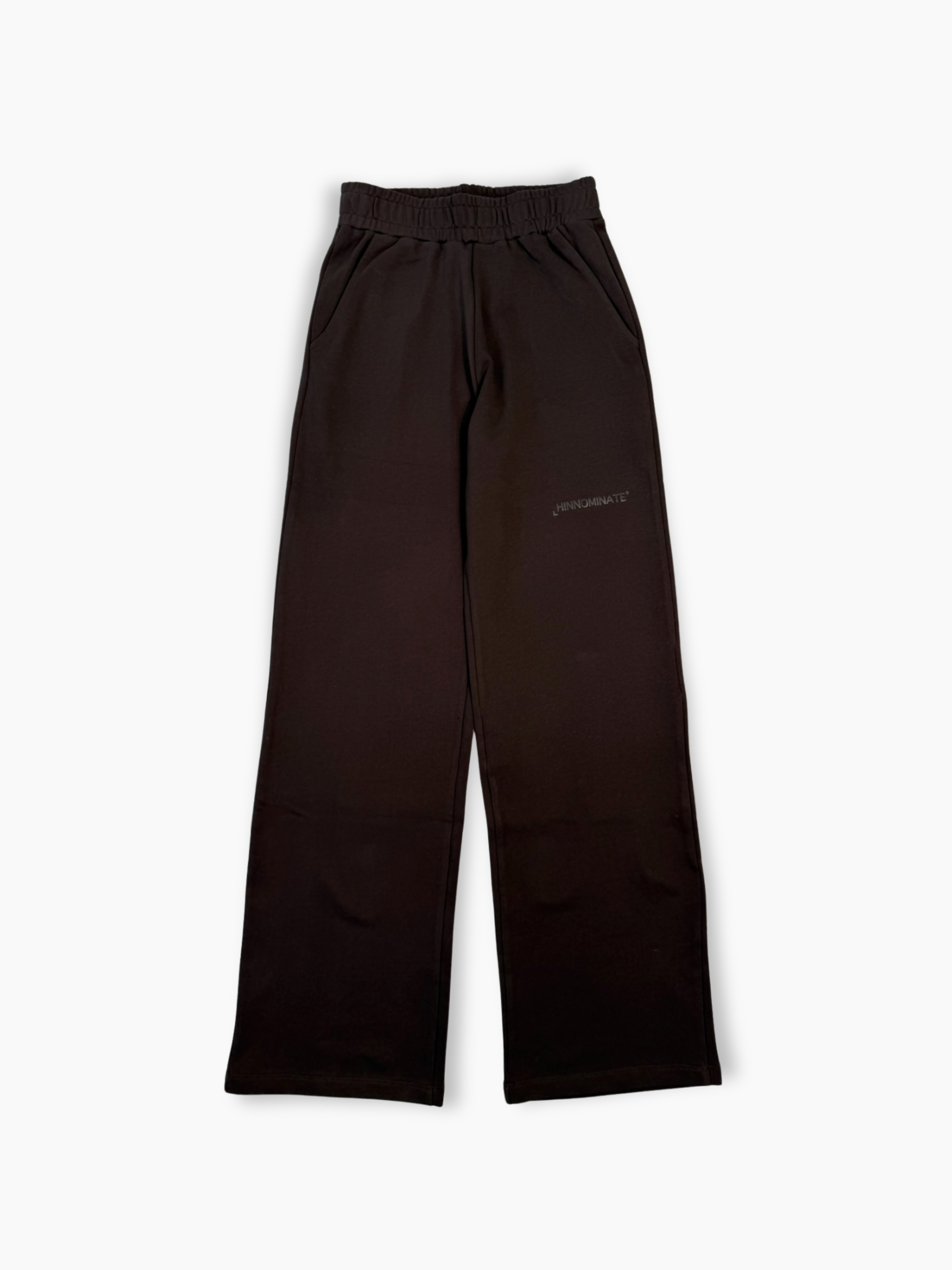 Pantalone Hinnominate marrone da donna in cotone con taglio dritto e vita elasticizzata