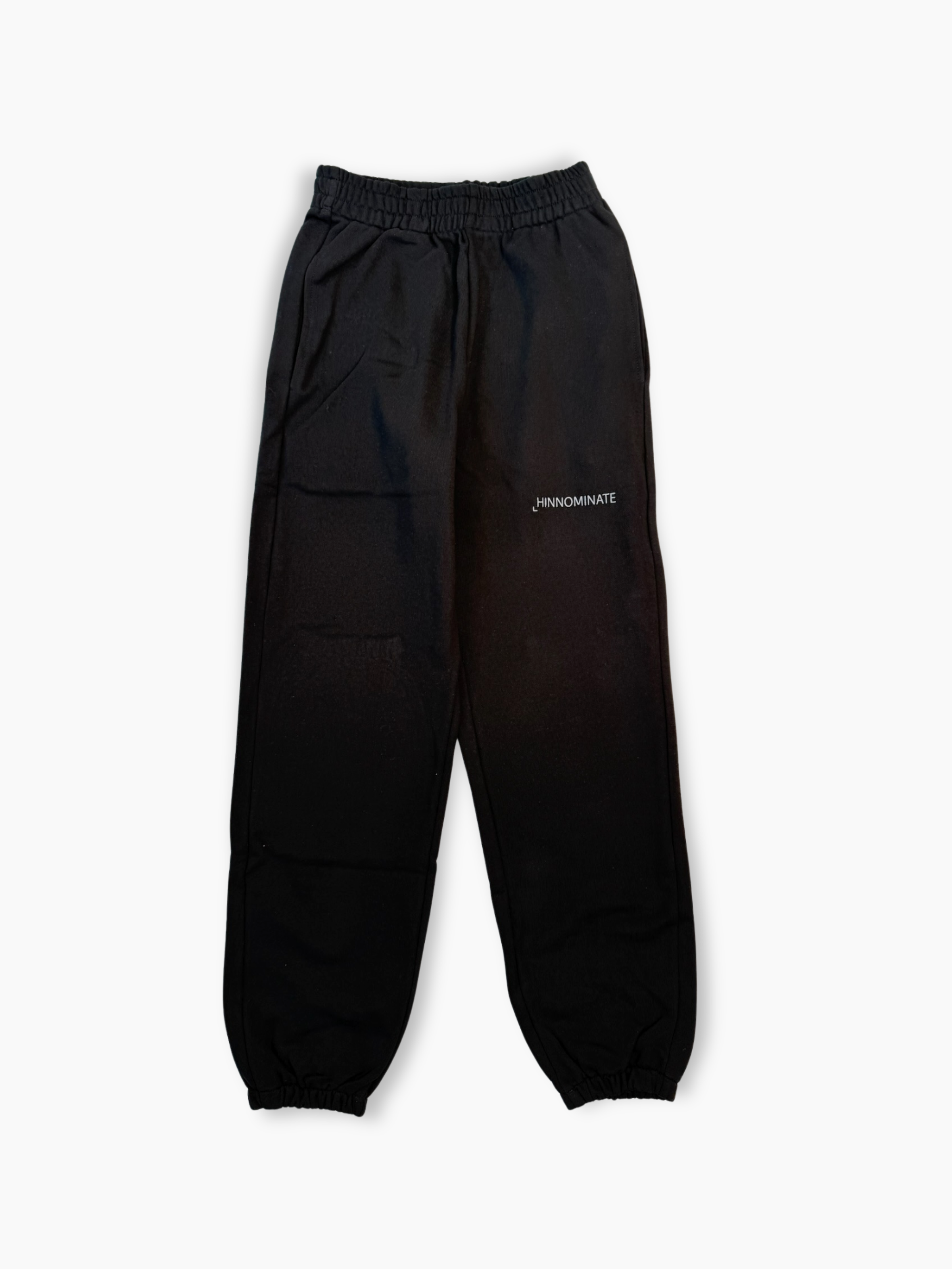 Pantalone Hinnominate nero in cotone con stampa frontale bianca e fondo elasticizzato