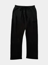 Essentials Black Fleece Pants With Embroidered Logo -  | dBlank