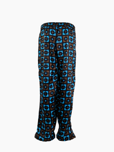 Pantaloni con fantasia geometrica marrone e azzurra vista posteriore