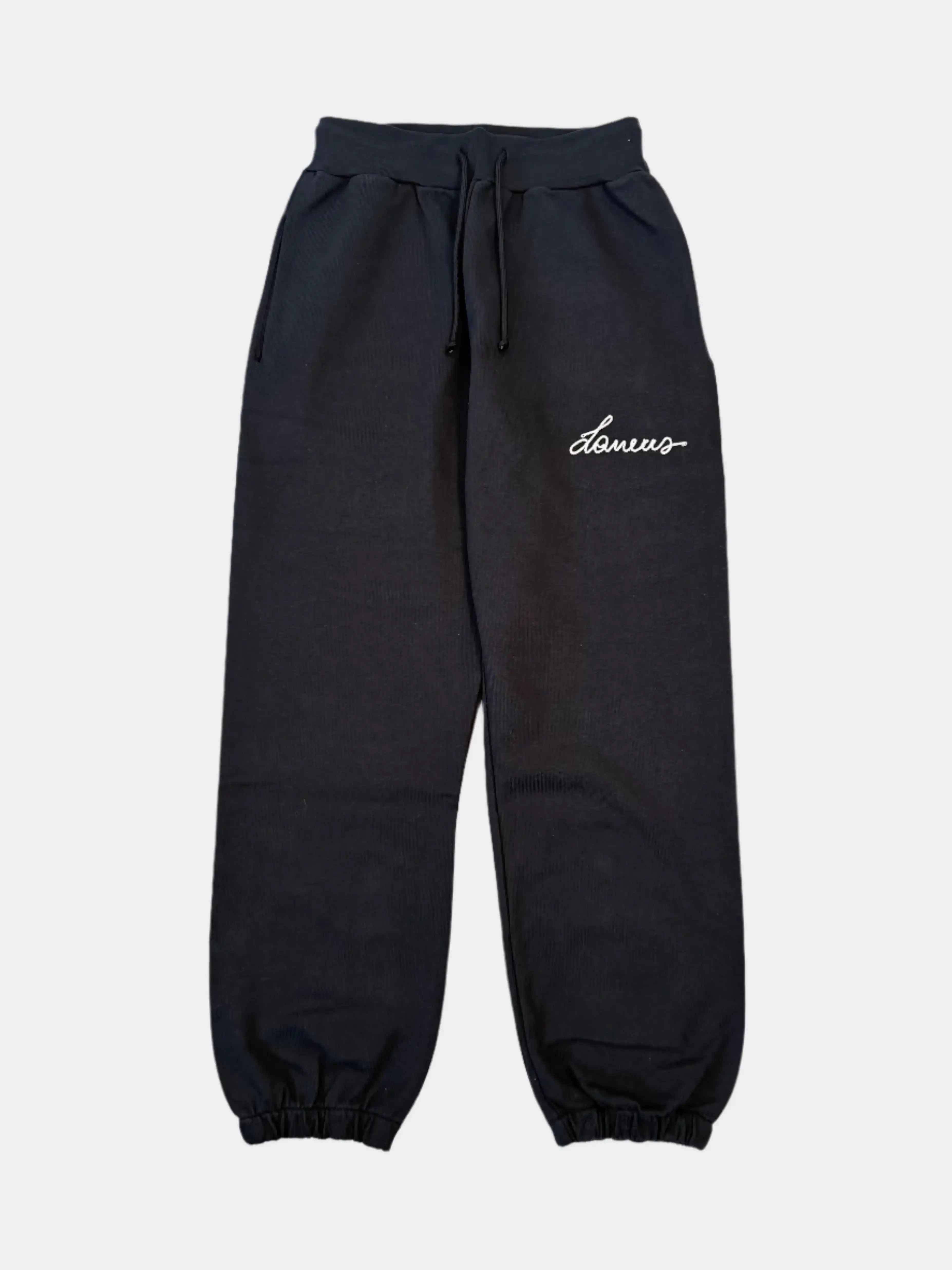 pantaloni laneus felpa, pantaloni neri cotone, joggers logo laneus, pantaloni sportivi donna uomo