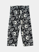 Black And White Floral Stretch Cotton Pants -  | dBlank