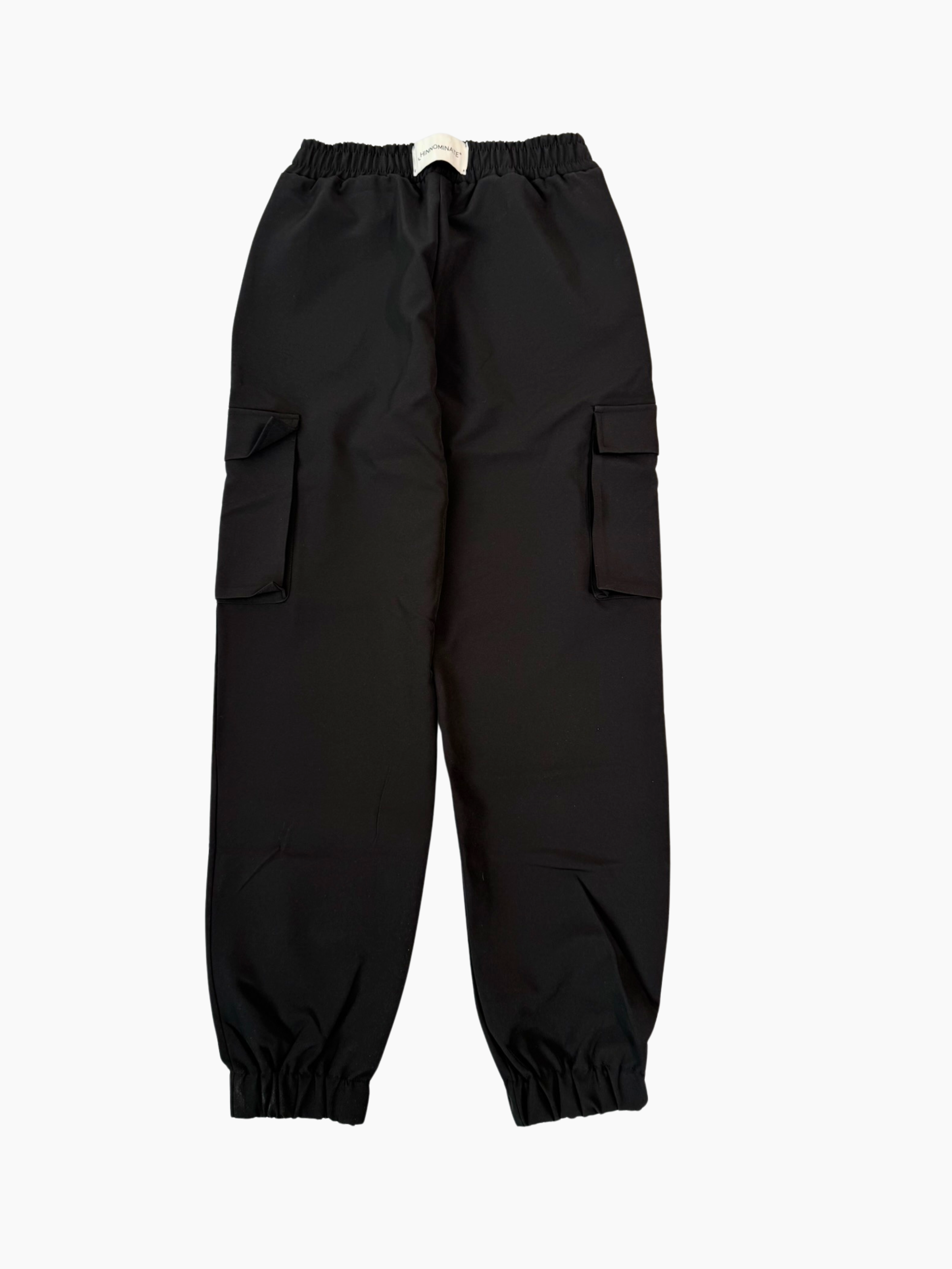 Pantaloni neri Hinnominate in tessuto tecnico visti frontalmente