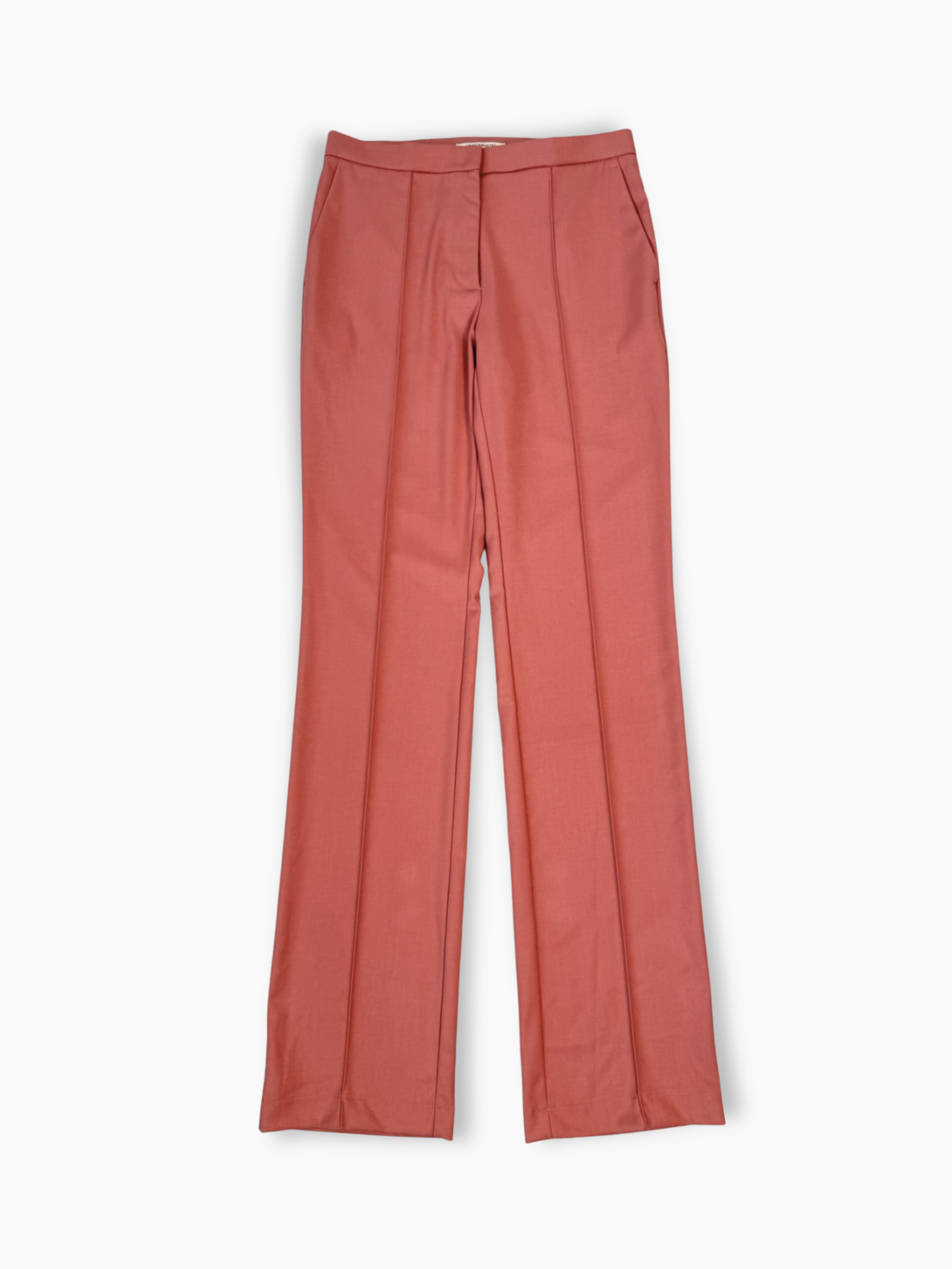 Pantaloni slim fit Hinnominate rosa con nervature e tasche vista frontale