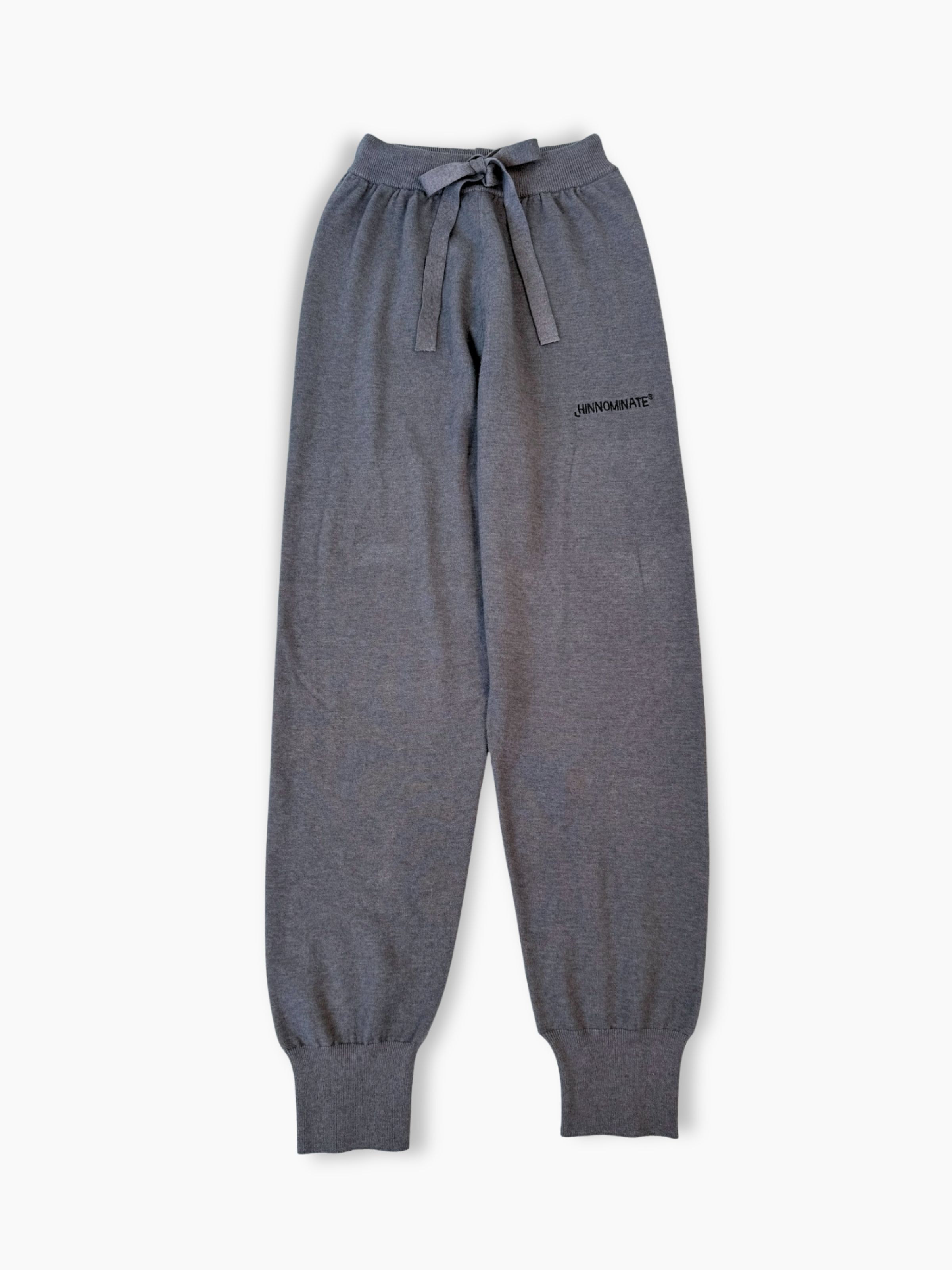 Pantaloni jogger grigi Hinnominate in maglia leggera con coulisse vista frontale