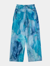 Blue Trousers With Water Effect Print And Five Pockets -  | dBlank