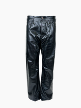 Pantaloni Neri Effetto Coccodrillo -  | Qlhype