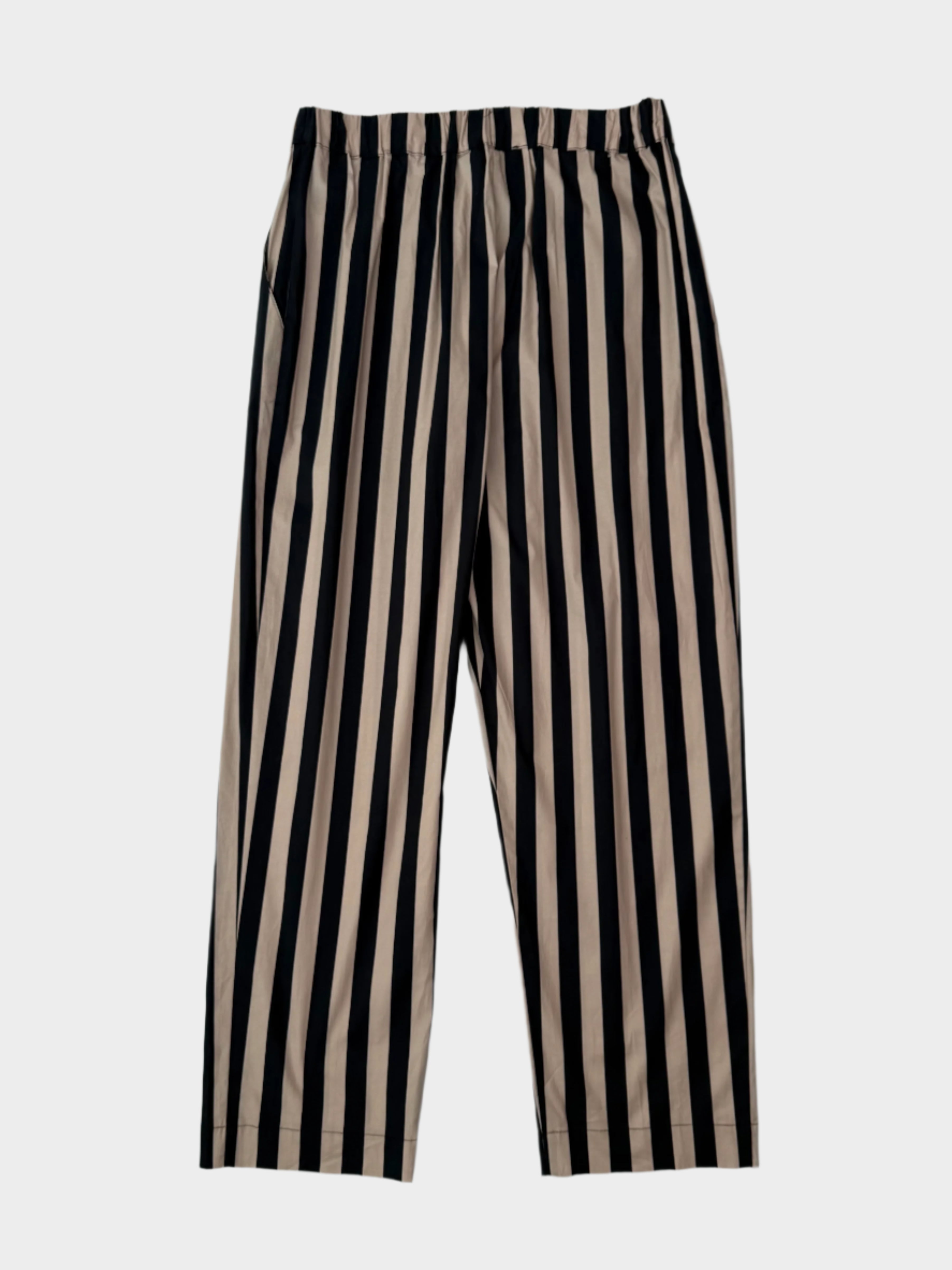 Pantaloni A Righe Verticali Beige E Nere