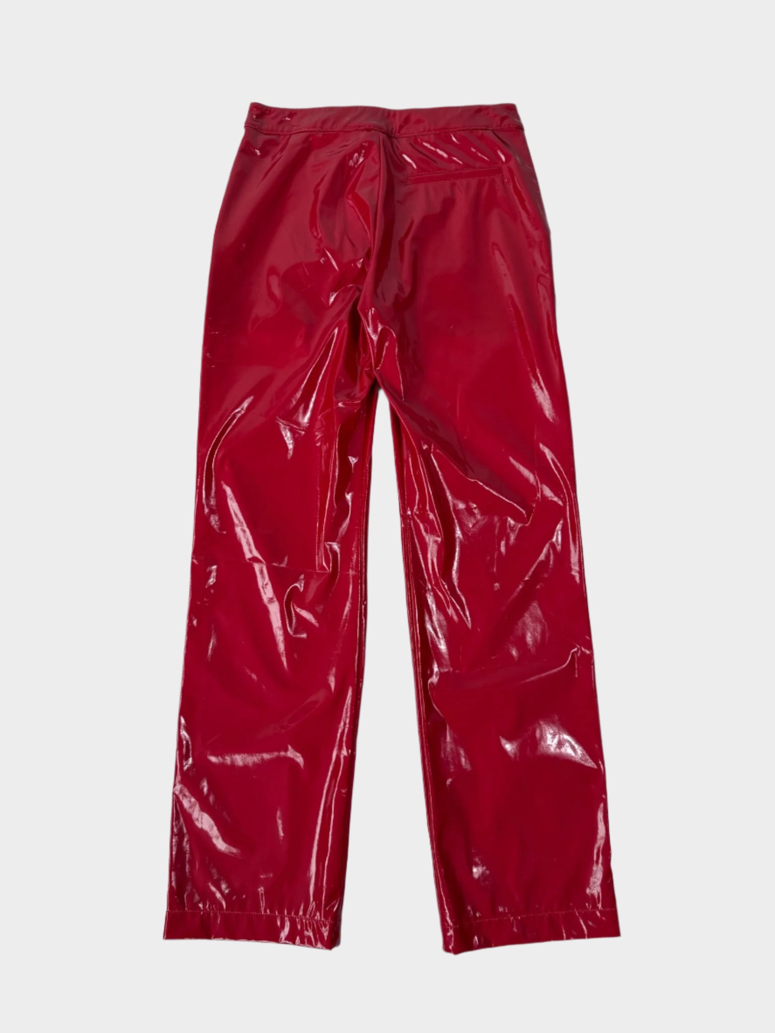 Pantaloni Rosso Lacca In Lattice Lucido