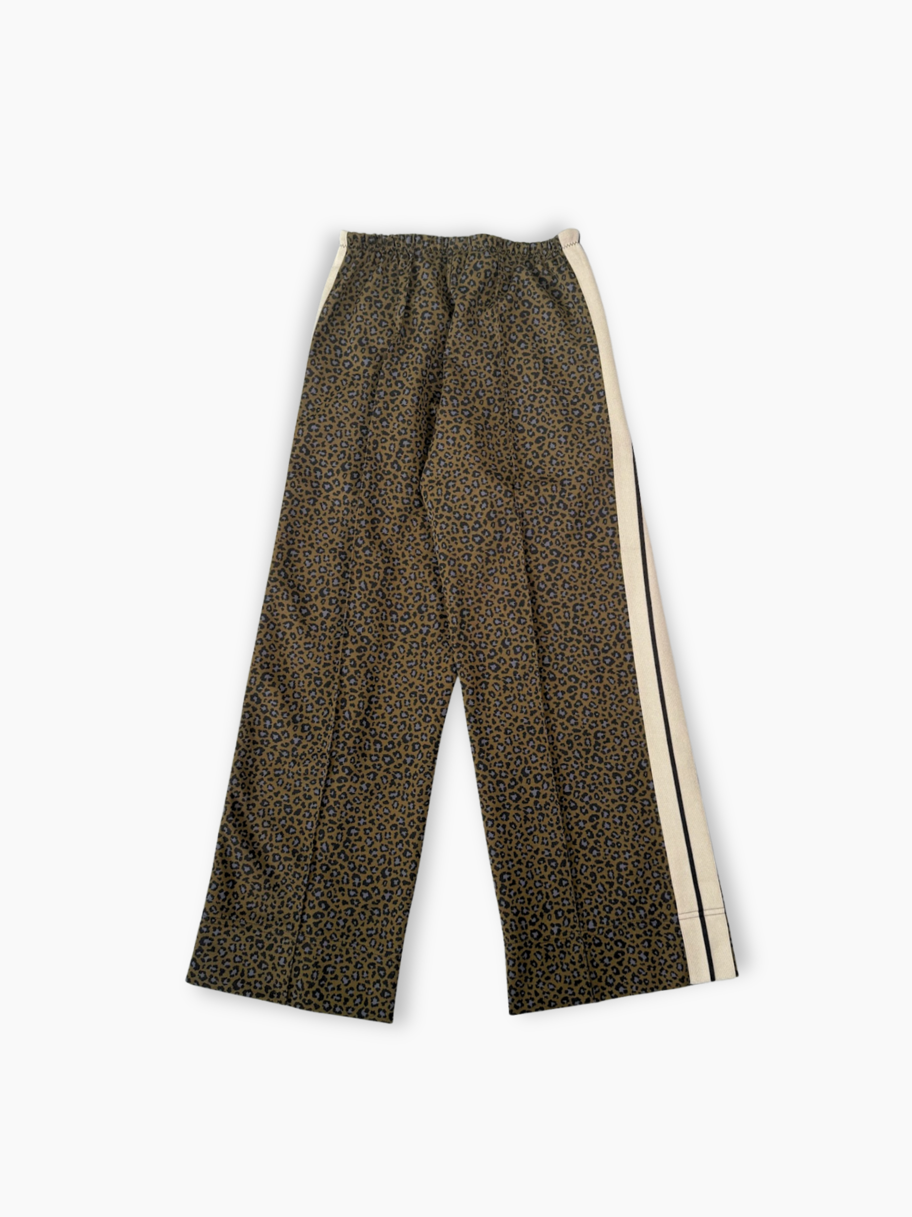 Pantaloni Palm Angels leopardati marroni con bande laterali vista retro
